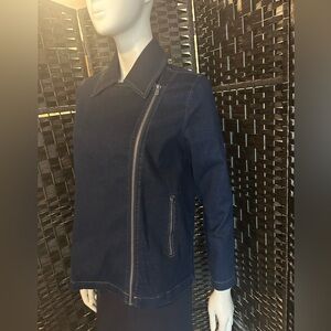 Casual fitted blue denim Moto jacket size small